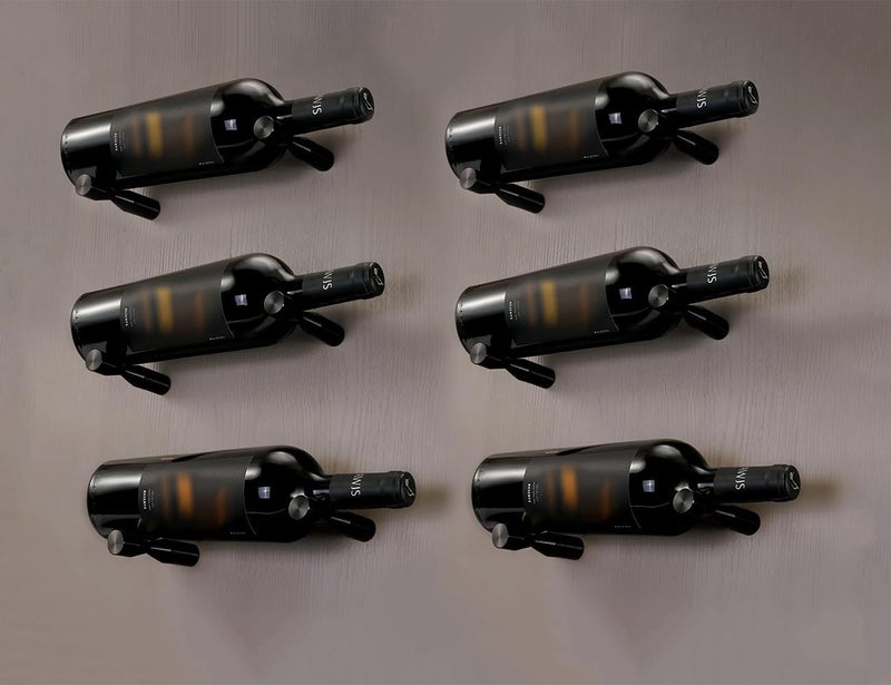 GeLive Wine Pegs Wall Mounted Vino Pins for Wine Bottles Holder Display on Wood Surface Concrete Wall Stylish Wine Rack Modern Wall Wine Storage Aluminum Alloy Black, Set of 6 - Image 1